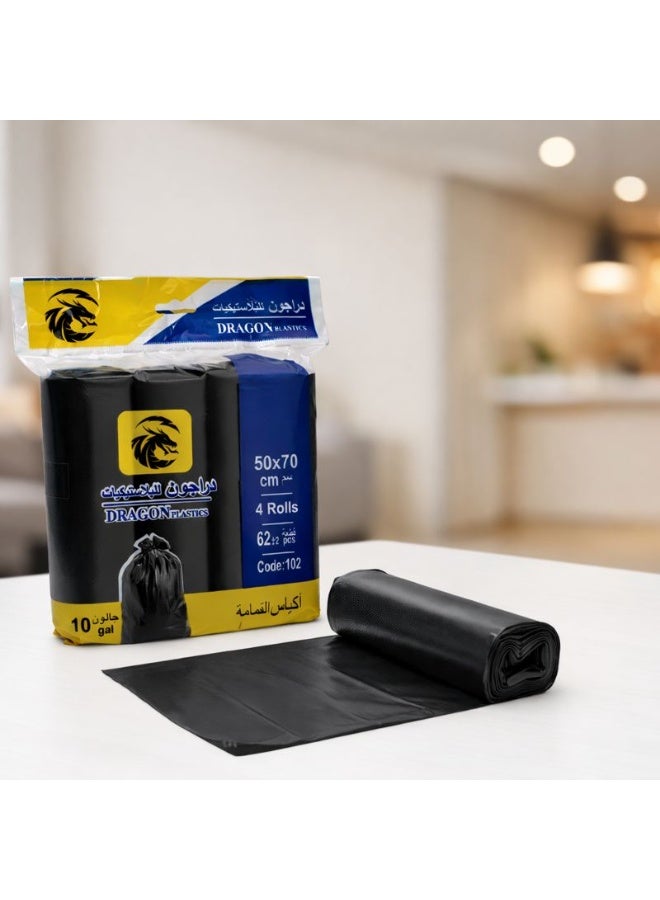 Dragon Garbage Bags, 10 Gallon Capacity 50x70cm, Black, Pack of 4 ( 62+2 Bags), Strong Bin Liners, Durable Trash Bags, Waste Bags for Kitchen, Bathroom, Office, Indoor & Outdoor Use - Image 4